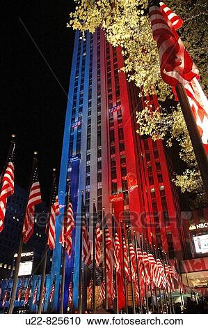 New York City USA, the Rockefeller Center illuminated in blue Democrats color and red Republicans the night of the Obama's election View Large Photo Image Stock Image - New York City USA, the Rockefeller Center illuminated in blue Democrats color and red Republicans the night of the Obama's election. Fotosearch