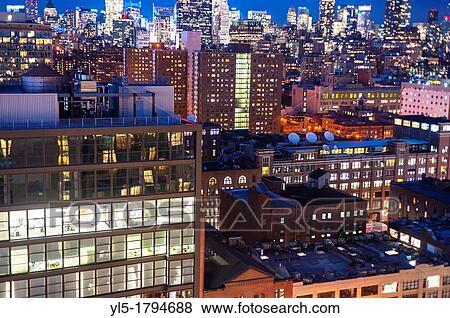 New York Ny Usa Nighttime Overviews Cityscapes From Top Of The