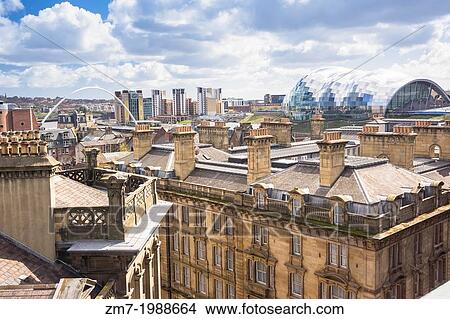Newcastle City Skyline with the Millennium Bridge and The Sage in the distance. View Large Photo Image Picture - Newcastle City Skyline with the Millennium Bridge and The Sage in the distance.. Fotosearch