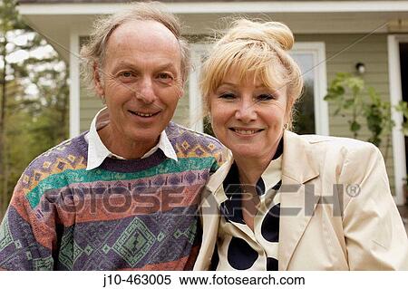 Stock Photography - Newly-wed couple, German, second marriage, man age 64, woman age 59, New Paltz, New York. USA.. Fotosearch