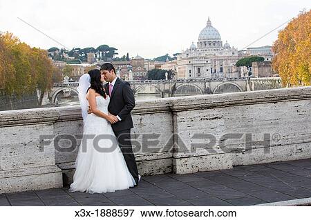 Newlyweds on Ponte Sisto in Rome Italy View Large Photo Image Stock Photo - Newlyweds on Ponte Sisto in Rome Italy. Fotosearch