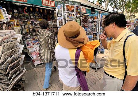 Newspaper stand, La Rambla, Barcelona, Catalonia, Spain View Large Photo Image Stock Image - Newspaper stand, La Rambla, Barcelona, Catalonia, Spain. Fotosearch