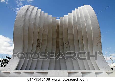 Stock Photo - Nicaragua, Managua, El Malecon, Area Monumental, Concha Acstica, Acoustic Shell, bandstand, music stadium, landmark, public square, structure, architecture, curves, design,. Fotosearch