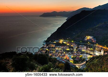 Night light over Riomaggiore, Cinque Terre National Park, Province of La Spezia, Liguria, Italy, Europe View Large Photo Image Stock Image - Night light over Riomaggiore, Cinque Terre National Park, Province of La Spezia, Liguria, Italy, Europe. Fotosearch