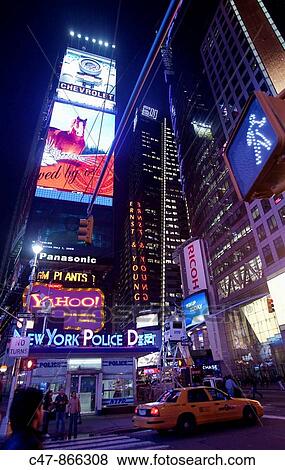 Night scene, Times Square, New York City, USA View Large Photo Image Stock Photo - Night scene, Times Square, New York City, USA. Fotosearch