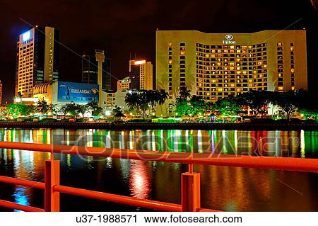 Night secene of Kuching Water Front. Malaysia View Large Photo Image Stock Image - Night secene of Kuching Water Front. Malaysia. Fotosearch