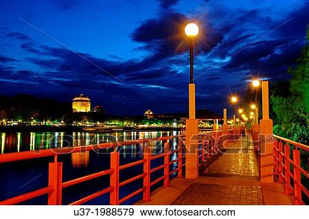 Stock Photo - Night secene of Kuching Water Front. Malaysia. Fotosearch