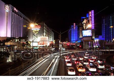Stock Image - Night traffic in Las Vegas.. Fotosearch