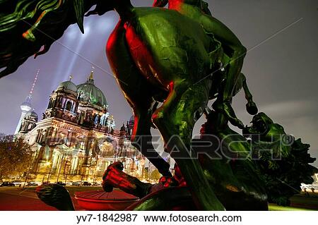 Night view of the Cathedral of Berlin Berliner Dom during the celebration of the Festival of Lights Berlin, Germany, Europe View Large Photo Image Stock Photo - Night view of the Cathedral of Berlin Berliner Dom during the celebration of the Festival of Lights Berlin, Germany, Europe. Fotosearch