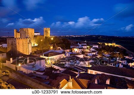 Night view of the Historic Village of Obidos, in Estremadura Leiria District Center Region Portugal View Large Photo Image Stock Image - Night view of the Historic Village of Obidos, in Estremadura Leiria District Center Region Portugal. Fotosearch