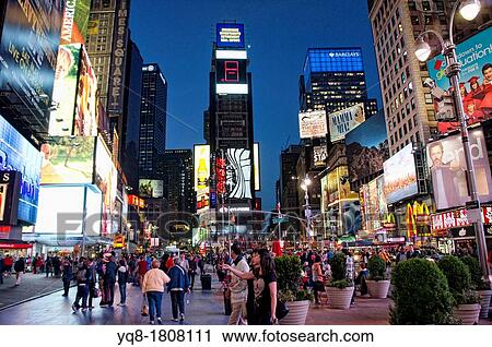 Stock Image - Night view of Times Square, Manhattan, New York, USA. Fotosearch