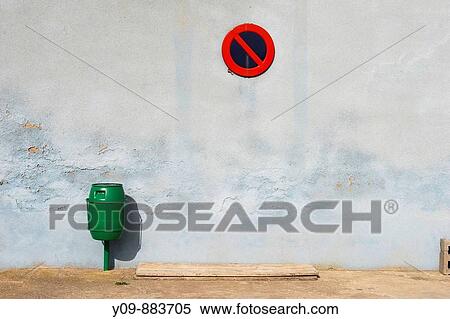 No parking sign and trash bin, Odena aerodrome, Anoia, Barcelona province, Catalonia, Spain View Large Photo Image Stock Photography - No parking sign and trash bin, Odena aerodrome, Anoia, Barcelona province, Catalonia, Spain. Fotosearch