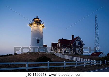 Nobska lighthouse, 1876 evening, Woods Hole, Cape Cod, MA View Large Photo Image Stock Photo - Nobska lighthouse, 1876 evening, Woods Hole, Cape Cod, MA. Fotosearch