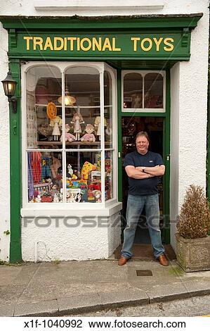 Stock Image - NOEL GARNHAM, owner of the traditional toy shop, Llantrisant, Mid Glamorgan, South Wales, UK. Fotosearch