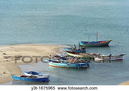 North Africa, Tunisia, Cape Bon, Hammamet. Typical traditional fishing boats. View Large Photo Image Stock Photography - North Africa, Tunisia, Cape Bon, Hammamet. Typical traditional fishing boats.. Fotosearch