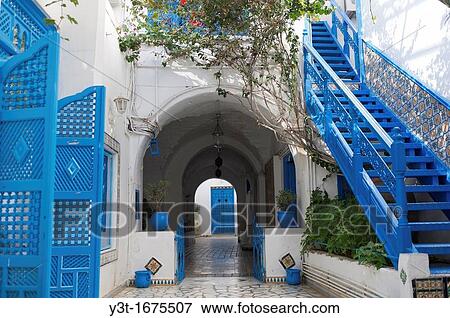 North Africa, Tunisia, Sidi Bou Said. House Dar El Annabi eighteenth century. View Large Photo Image Stock Photo - North Africa, Tunisia, Sidi Bou Said. House Dar El Annabi eighteenth century.. Fotosearch