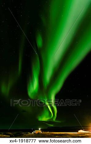 Stock Photo - Northern lights at Skaftafell, East of Iceland. Fotosearch