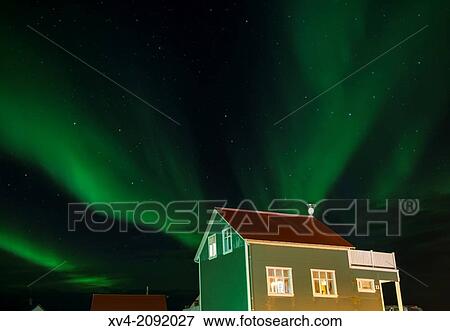 Northern lights in Reyjanesta harbour, Iceland. View Large Photo Image Stock Photo - Northern lights in Reyjanesta harbour, Iceland.. Fotosearch