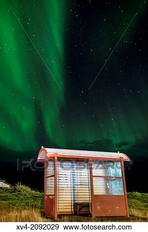 Northern lights in Reyjanesta harbour, Iceland. View Large Photo Image Stock Photo - Northern lights in Reyjanesta harbour, Iceland.. Fotosearch