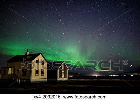 Northern lights in Reykjavik harbour, Iceland. View Large Photo Image Stock Photograph - Northern lights in Reykjavik harbour, Iceland.. Fotosearch