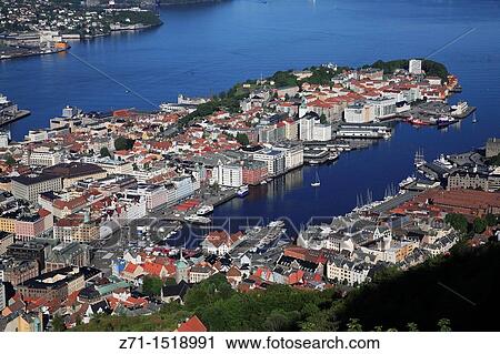 Norway, Bergen, general aerial view View Large Photo Image Stock Image - Norway, Bergen, general aerial view. Fotosearch