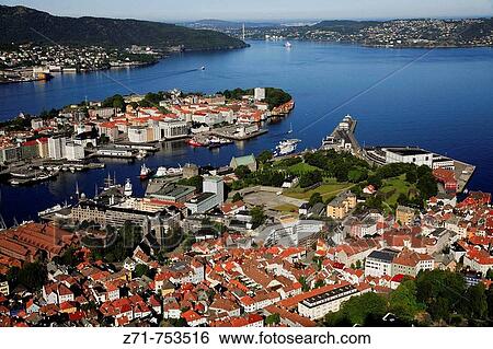 Norway, Bergen, general aerial view View Large Photo Image Stock Photograph - Norway, Bergen, general aerial view. Fotosearch