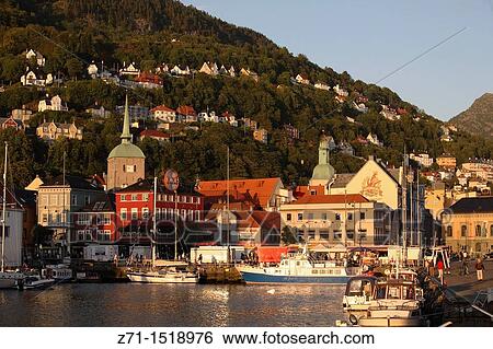 Norway, Bergen, Vagen harbour scene View Large Photo Image Stock Photograph - Norway, Bergen, Vagen harbour scene. Fotosearch