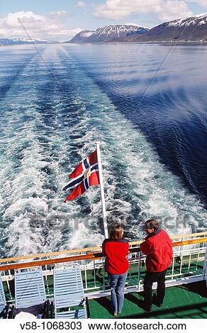 Stock Image - Norway, Nordland, Harstad region, On board Coastal Steamer Richard With. Fotosearch