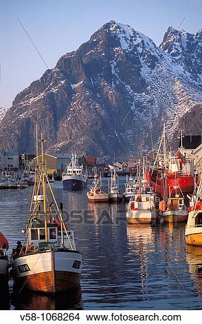 Norway, Nordland, Lofoten Islands, Henningsvaer View Large Photo Image Picture - Norway, Nordland, Lofoten Islands, Henningsvaer. Fotosearch