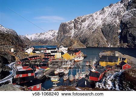 Norway, Nordland, Lofoten Islands, Nusfjord View Large Photo Image Stock Image - Norway, Nordland, Lofoten Islands, Nusfjord. Fotosearch