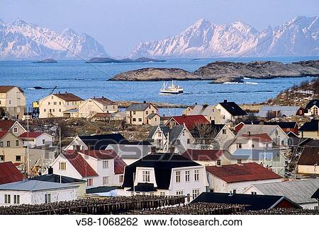 Norway, Nordland, Lofoten Islands, Henningsvaer View Large Photo Image Stock Image - Norway, Nordland, Lofoten Islands, Henningsvaer. Fotosearch