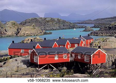Norway, Nordland, Lofoten Islands, Mortsund, Fishing cabins or Rorbuer View Large Photo Image Stock Photography - Norway, Nordland, Lofoten Islands, Mortsund, Fishing cabins or Rorbuer. Fotosearch