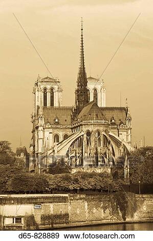 Stock Photo - Notre-Dame cathedral in the morning, Paris, France. Fotosearch