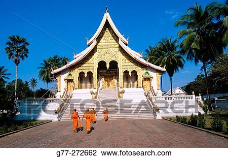Novice monks at Wat Xieng Thong. Luang Prabang. Laos View Large Photo Image Stock Image - Novice monks at Wat Xieng Thong. Luang Prabang. Laos. Fotosearch