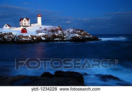 Nubble Lighthouse, York, Maine View Large Photo Image Stock Photo - Nubble Lighthouse, York, Maine. Fotosearch