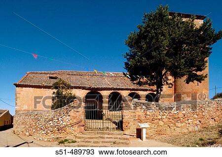 Stock Image - Nuestra Seora de la Anunciaci? n church. Francos, Segovia, Castilla y Le? n, Spain. Fotosearch