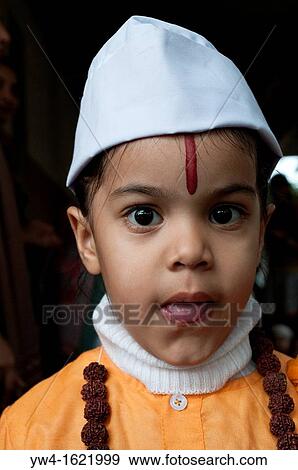 Stock Photo - Nursery school - girl dressed up as a doctor, Chandigarh, India. Fotosearch