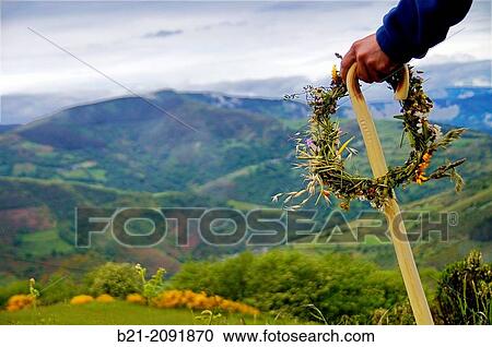 Stock Image - O Cebreiro mountain pass, Lugo province, Galicia, Spain. Fotosearch