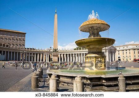 Obelisk and fountain in Saint Peter Square, Piazza San Pietro, Vatican City, Rome, Italy View Large Photo Image Picture - Obelisk and fountain in Saint Peter Square, Piazza San Pietro, Vatican City, Rome, Italy. Fotosearch