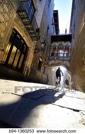 Obispo Irurita street(Carrer del bisbe). Gothic quarter, Barcelona, Catalonia, Spain. View Large Photo Image Stock Image - Obispo Irurita street(Carrer del bisbe). Gothic quarter, Barcelona, Catalonia, Spain.. Fotosearch