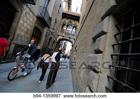 Obispo Irurita street(Carrer del bisbe). Gothic quarter, Barcelona, Catalonia, Spain. View Large Photo Image Stock Photo - Obispo Irurita street(Carrer del bisbe). Gothic quarter, Barcelona, Catalonia, Spain.. Fotosearch