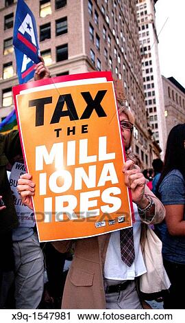 Stock Image - October 05, 2011, Downtown Manhattan, Wall Street financial area vicinity, Occupy Wall Street is an ongoing series of demonstrations in New York City, protesting against social and economic inequality. Fotosearch