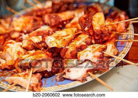 Octopus skewer,? pintxos? at Bar Txondorra in ol town, Donostia (San Sebastian), Gipuzkoa, Basque Country, Spain View Large Photo Image Stock Image - Octopus skewer,? pintxos? at Bar Txondorra in ol town, Donostia (San Sebastian), Gipuzkoa, Basque Country, Spain. Fotosearch