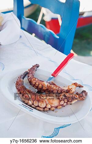 Octopus tentacles meze on the Greek Island of Milos View Large Photo Image Stock Photograph - Octopus tentacles meze on the Greek Island of Milos. Fotosearch