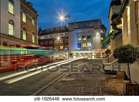 Stock Photograph - Odeon Cinema at night, Richmond Upon Thames, South West London, England. Fotosearch
