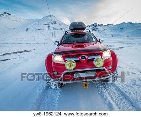 Off road driving in a Toyota Hilux, Kolgrafarfjordur, Snaefellsnes Peninsula, Iceland. View Large Photo Image Picture - Off road driving in a Toyota Hilux, Kolgrafarfjordur, Snaefellsnes Peninsula, Iceland.. Fotosearch