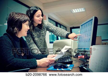 Stock Photograph - Office administration. Machined Indecober. Machining of precision parts in series. Automotive industry. Berriz. Bizkaia. Basque Country. Spain.. Fotosearch