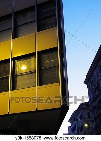 Office building at night in Rome, Italy View Large Photo Image Stock Photo - Office building at night in Rome, Italy. Fotosearch