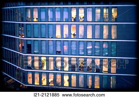 Office building, night. Barcelona, Catalonia, Spain. View Large Photo Image Stock Photography - Office building, night. Barcelona, Catalonia, Spain.. Fotosearch
