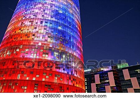 Office building, Torre Agbar, arch. Jean Nouvel, 2005, Barcelona, Catalonia, Spain View Large Photo Image Stock Image - Office building, Torre Agbar, arch. Jean Nouvel, 2005, Barcelona, Catalonia, Spain. Fotosearch